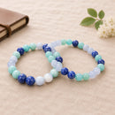 Natural Throat Chakra bracelet with Blue Lace Agate, Lapis Lazuli and Amazonite gemstones by Talk to Crystals for communication, self-expression, confidence, truth and Throat Chakra healing