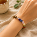 Tiger Eye with Seven Chakra Round Bead Bracelet (Confidence and Balance)