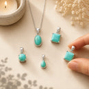 Turquoise silver pendant by Talk to Crystals featuring natural healing crystal jewellery for protection, confidence, communication, good fortune, throat chakra healing, and positive energy in India.