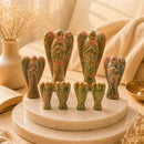 Unakite angel idol in a graceful winged form, symbolizing comfort and protection while supporting emotional healing, compassion, emotional balance and personal growth
