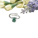 Malachite Adjustable Ring in Silver (Spiritual Renewal)