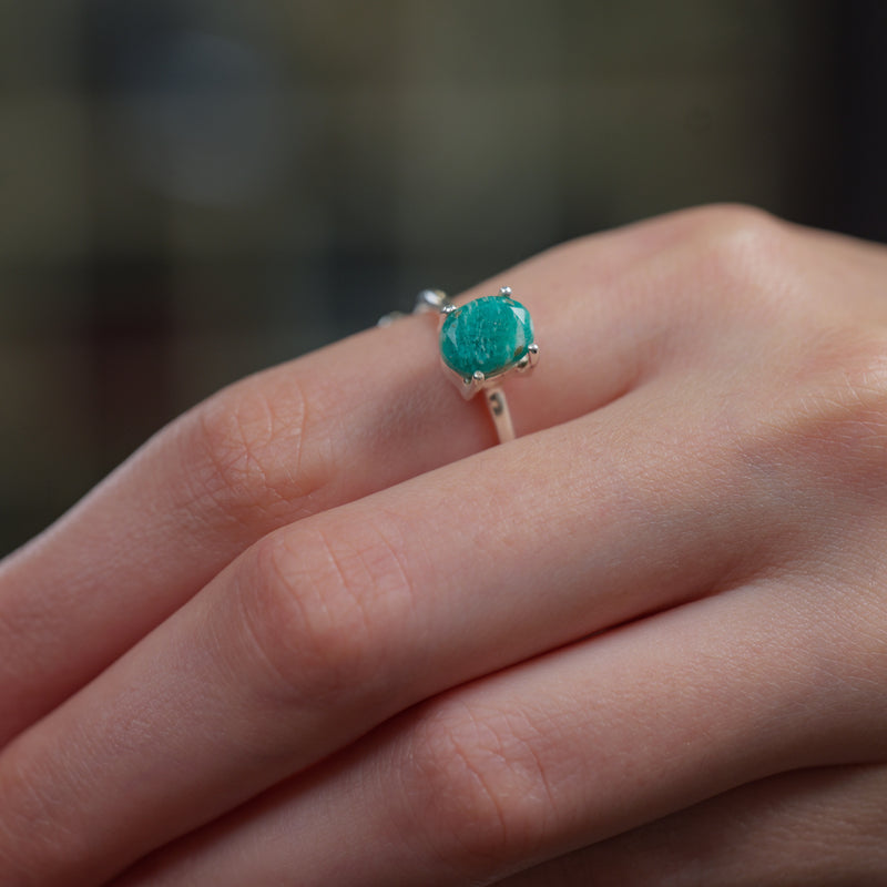 Russian Amazonite Adjustable Ring in Silver