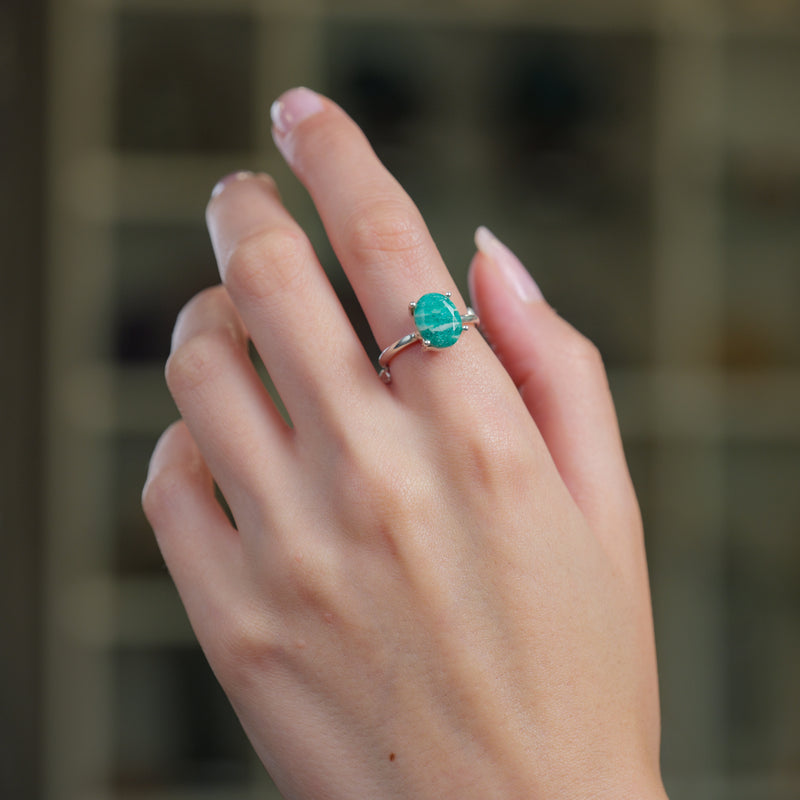 Russian Amazonite Adjustable Ring in Silver