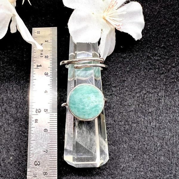Amazonite Adjustable Ring in Silver