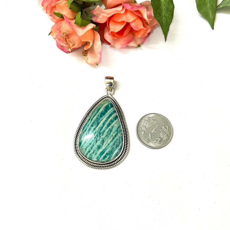 Amazonite  Pendant in Silver Premium Collection