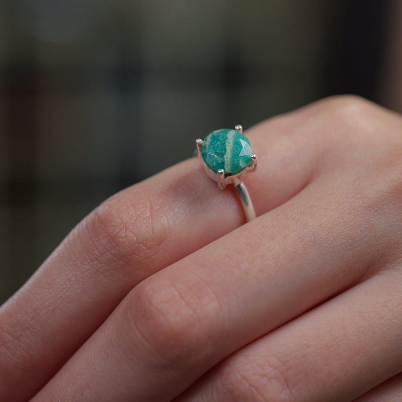 Russian Amazonite Adjustable Ring in Silver