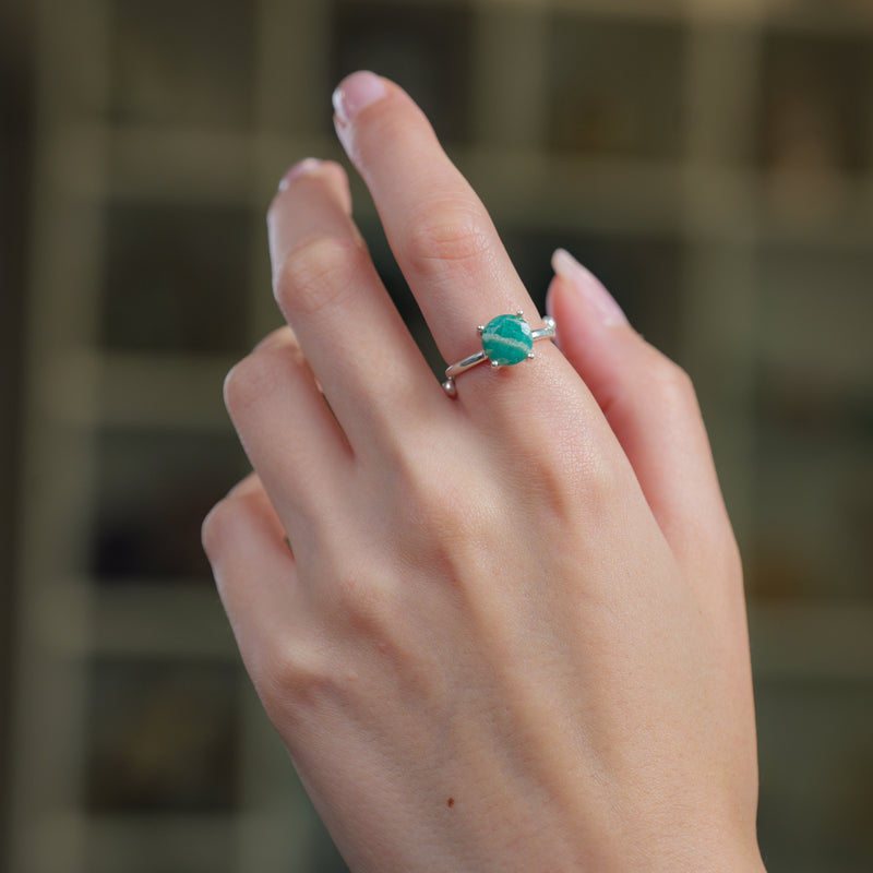 Russian Amazonite Adjustable Ring in Silver
