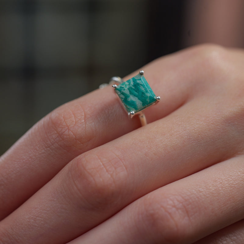 Russian Amazonite Adjustable Ring in Silver