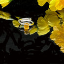 Amber Adjustable Rings in Silver