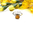 Amber Adjustable Rings in Silver