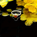 Amber Adjustable Rings in Silver