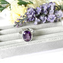 Amethyst Adjustable Ring in Silver