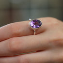 Amethyst Adjustable Ring in Silver