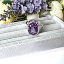 Amethyst Adjustable Ring in Silver