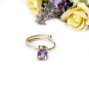 Amethyst Adjustable Ring in Silver