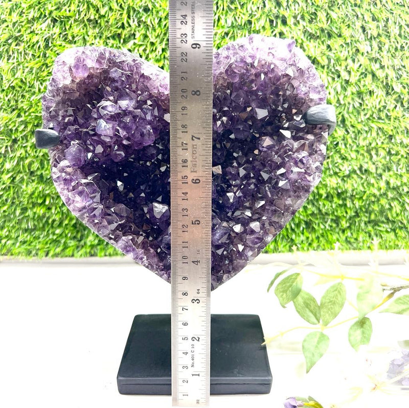 Amethyst AAA Extra Quality Heart Shaped Cluster on Stand