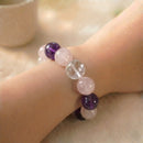 Amethyst, Rose Quartz and Clear Quartz Bracelet (Love and Calm)