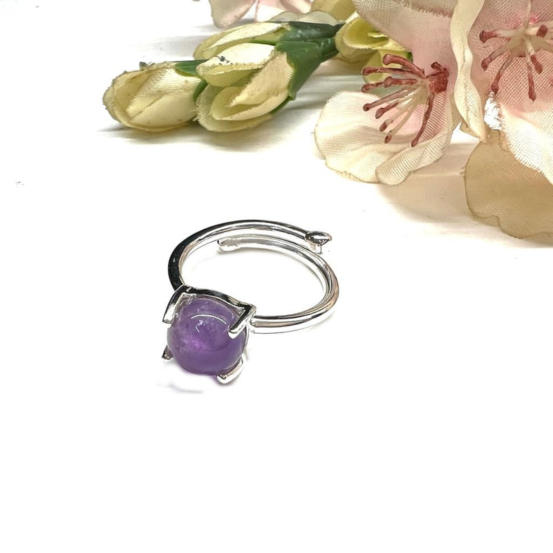 Amethyst Adjustable Ring in Silver