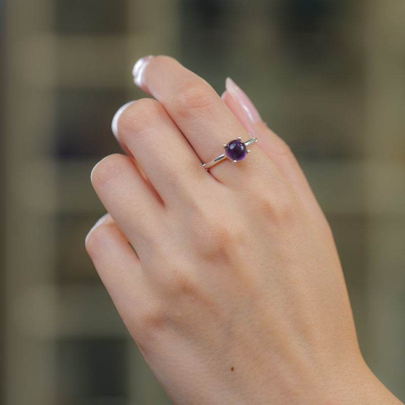 Amethyst Adjustable Ring in Silver