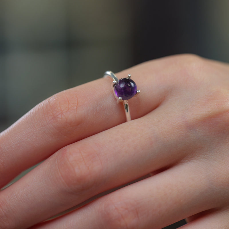 Amethyst Adjustable Ring in Silver