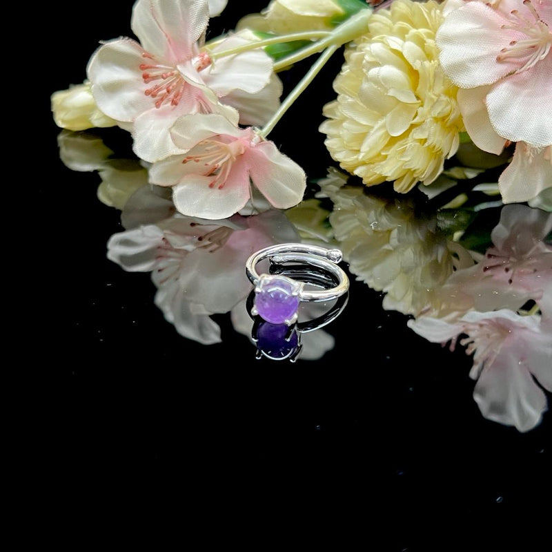 Amethyst Adjustable Ring in Silver