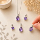 Amethyst silver pendant by Talk to Crystals featuring natural healing gemstone jewellery for inner peace, intuition, spiritual growth, protection, meditation, and calming energy in India.