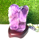 Amethyst Cluster on Wooden Stand from Brazil