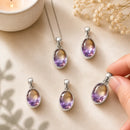 Ametrine silver pendant by Talk to Crystals featuring natural gemstone jewellery for mental clarity, balanced decision-making, creativity, confidence, spiritual insight, and personal growth in India