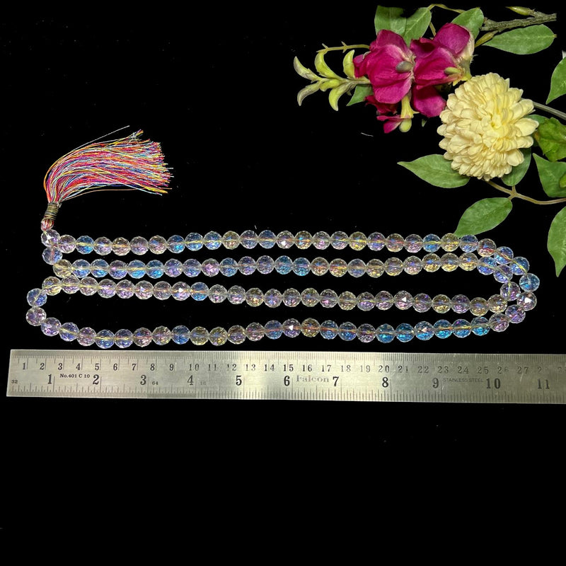 Angel Aura Quartz Faceted Beads  Mala (Healing)