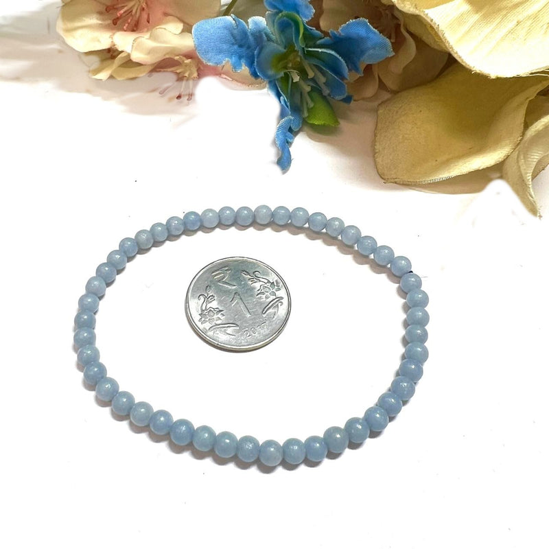 Angelite Round Bead Bracelet (Angel Connection and Peace)