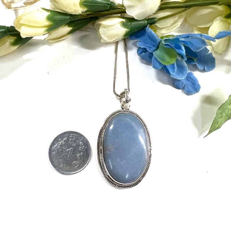 Angelite Premium Silver Pendants (Connect with higher realms)