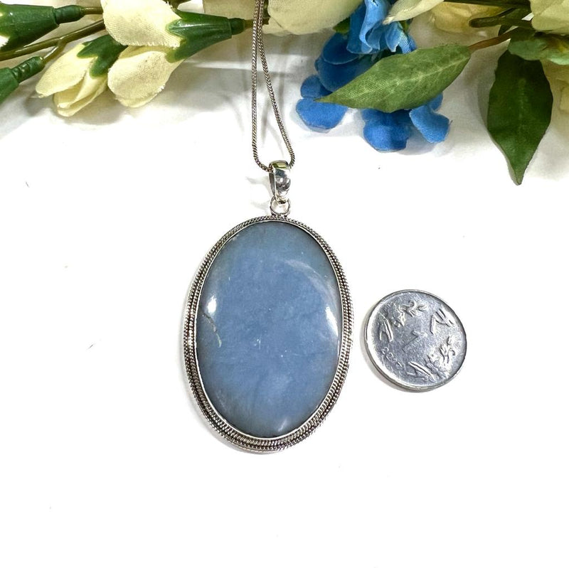 Angelite Premium Silver Pendants (Connect with higher realms)