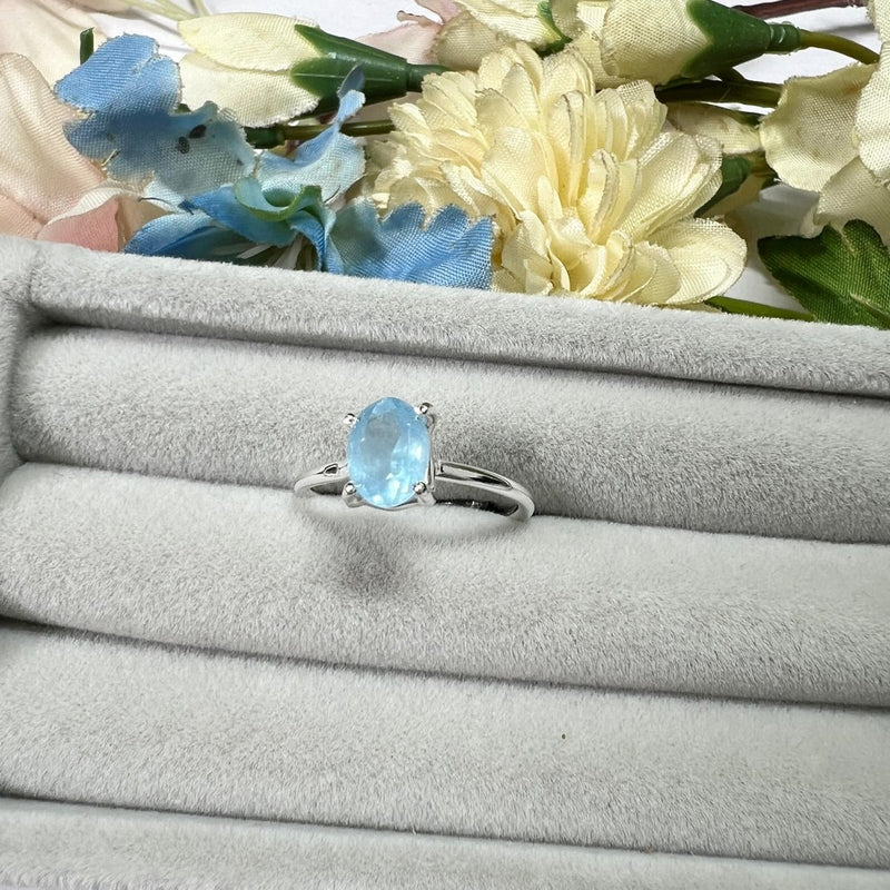 Aquamarine Adjustable Ring in Silver