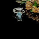 Aquamarine Adjustable Ring in Silver