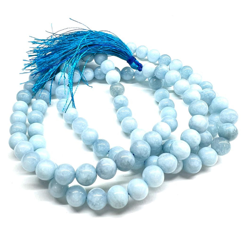 Aquamarine Round Beads Jaap Mala (Clairvoyance)