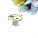 Aquamarine Adjustable Ring in Silver