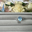 Aquamarine Adjustable Ring in Silver