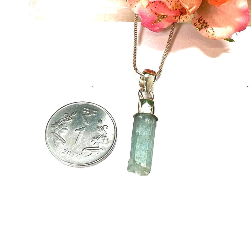 Aquamarine Pencil Pendant in Silver