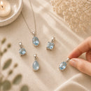 Aquamarine silver pendant by Talk to Crystals featuring natural healing crystal jewellery for calm communication, emotional balance, inner peace, courage, and spiritual clarity in India