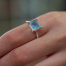 Aquamarine Adjustable Ring in Silver