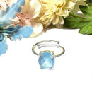 Aquamarine Adjustable Ring in Silver