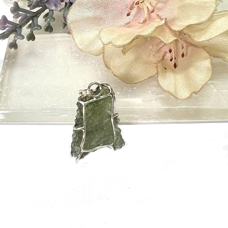 Moldavite Silver Pendant from Besednice (Czech Republic)