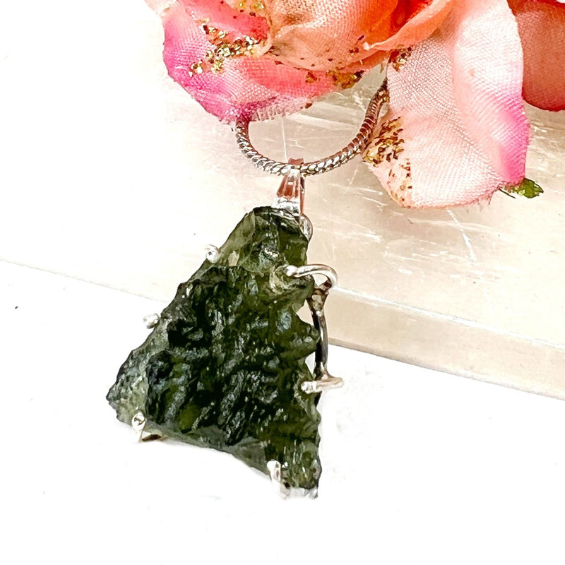 Moldavite Silver Pendant from Besednice (Czech Republic)