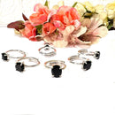 Black Obsidian Adjustable Ring in Silver (1 pc)