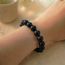 Black Obsidian Round Bead Bracelet