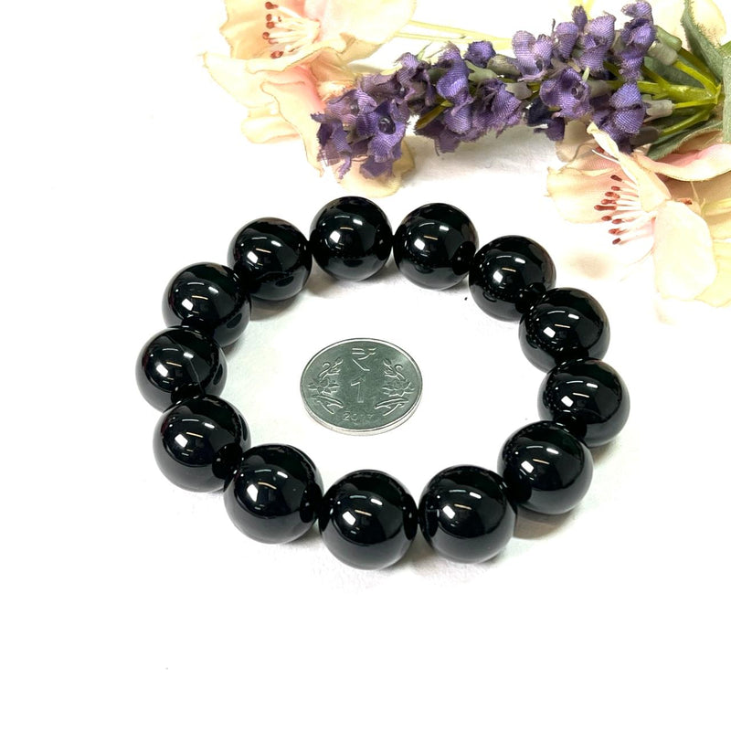 Black Onyx Round Bead Bracelet (Inner Strength)