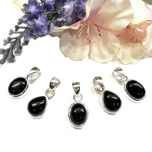 Black Tourmaline Small Pendants in Silver