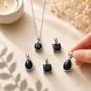 Black Tourmaline silver pendant by Talk to Crystals featuring natural healing crystal jewellery for protection, grounding, energy cleansing, psychic shielding, emotional strength, and spiritual balance in India.