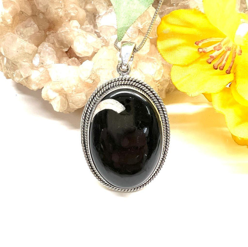 Black Tourmaline Premium Pendants in Silver (Protection from Negative Energy)