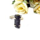 Black Tourmaline Adjustable Ring in Silver (Protection from Evil Eye)